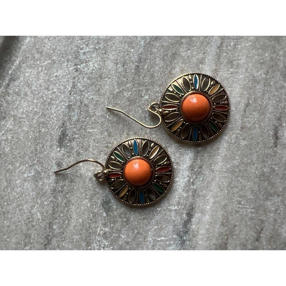 Vintage Style Colorful Round Drop Earrings